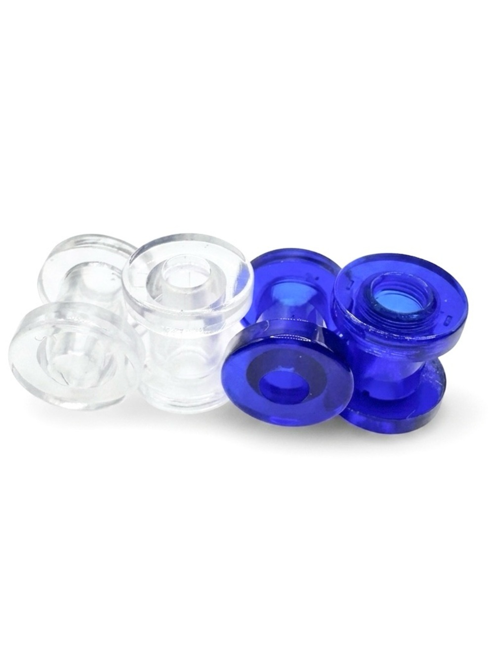 Set of 2 Pairs 2g Acrylic Ear Gauges Plugs Screw on Tunnels - Blue & Clear